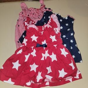 Carter's 3 bundle Newborn baby girl USA outfits! 2 dresses, 1 romper.